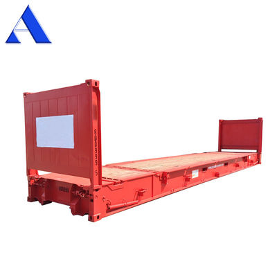 40ft 40' Steel Corten Steel Flat Rack Μεταφορικά εμπορευματοκιβώτια με πάτωμα αντιστρόφου και αναδιπλούμενο άκρο Flatrack Certified CSC