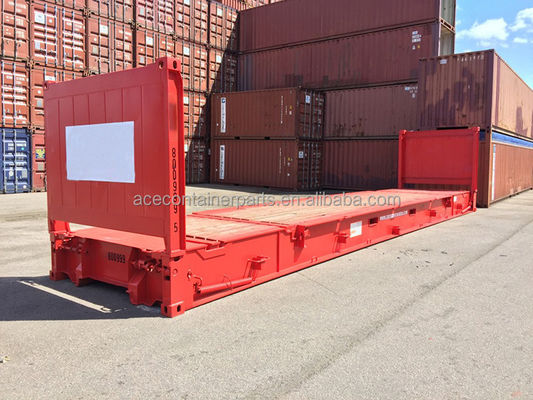 40ft 40' Steel Corten Steel Flat Rack Μεταφορικά εμπορευματοκιβώτια με πάτωμα αντιστρόφου και αναδιπλούμενο άκρο Flatrack Certified CSC