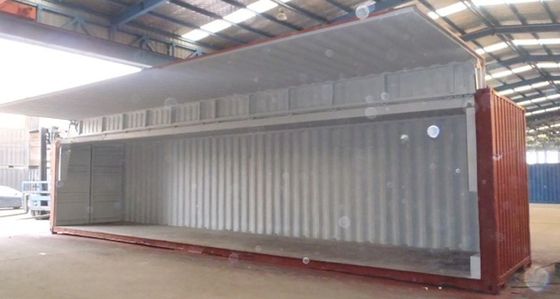 40 πόδια Πτέρυγα Flying Open Side Door Shipping Container με ηλεκτρικό υδραυλικό κύλινδρο CSC πλάκα και 76,4 CBM χωρητικότητα